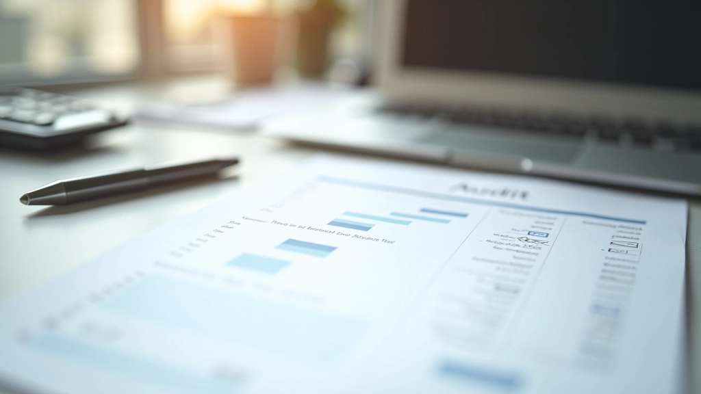 Financial audit documentation and checklist with pen on organized workspace
